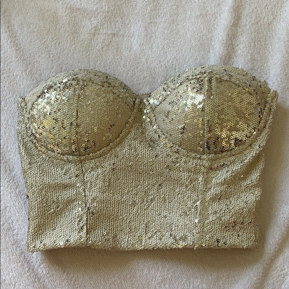 champagne glitter crop top!!